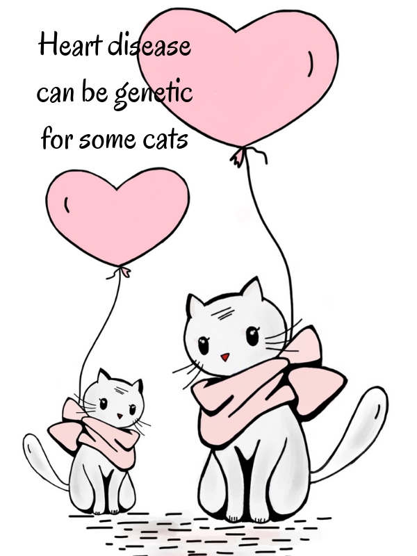 Drawing of cats with heart-shaped balloons