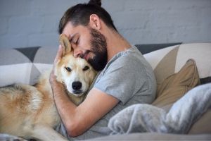 dog snuggling quarantine