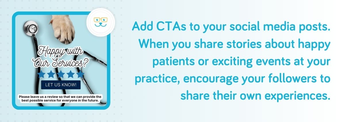 Veterinary social media post with a CTA to leave a review